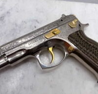 CZ 75 ENGRAVED Bright Nickel & 24K Gold